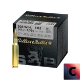 Cartouches SB 308 Winchester FMJ 9,55GR VRAC X50