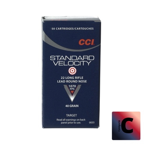 CCI Standard Velocity 22lr LRN 40gr 2.59g Boite de 50