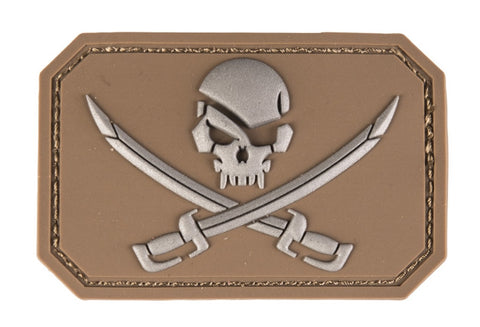 Patch PVC Tête de mort + sabre Tan 8 x 5.5cm